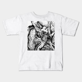 Lung Drawing Textile Patter Pen and Ink Kids T-Shirt